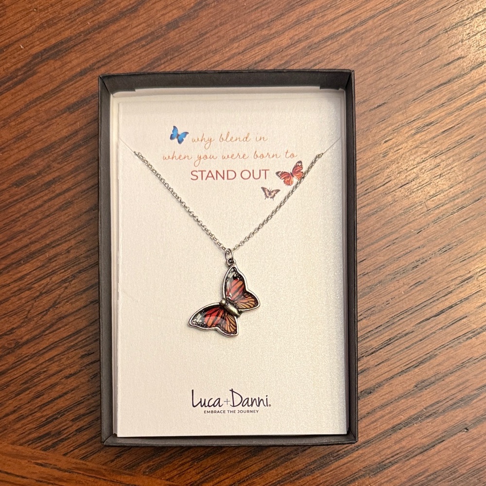 Luca + Danni Silver and Red Butterfly Necklace